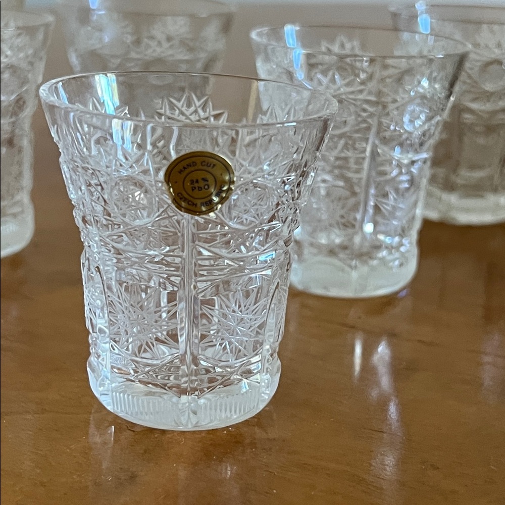 Bohemia Crystal Clear Shot Glass Set Hand cut